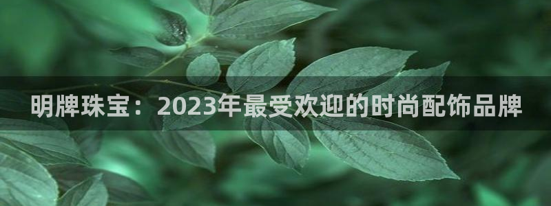 开丰娱乐官网登录平台：明牌珠宝：2023年最受欢迎的时尚配饰品牌