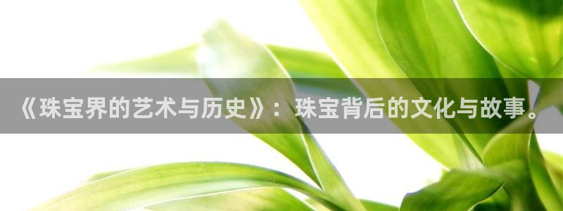 开丰娱乐登录：《珠宝界的艺术与历史》：珠宝背后的文化与故事。