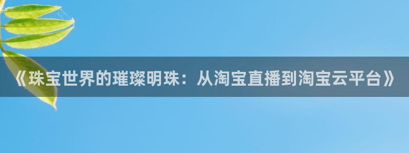 开丰娱乐登录注册：《珠宝世界的璀璨明珠：从淘宝直播到淘宝云平台》